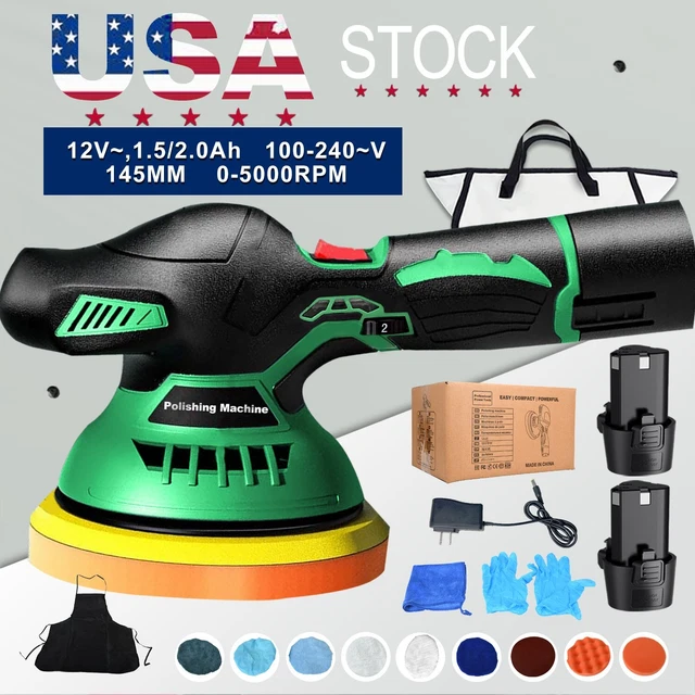 Tegatok 6" Car Polisher Buffer Tool Kit Cordless Dual Action Polishing Machine