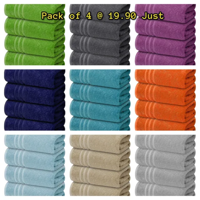 4 X Large Bath Towels 100% Egyptian Cotton High Absorbent 500 GSM Big Towel Set