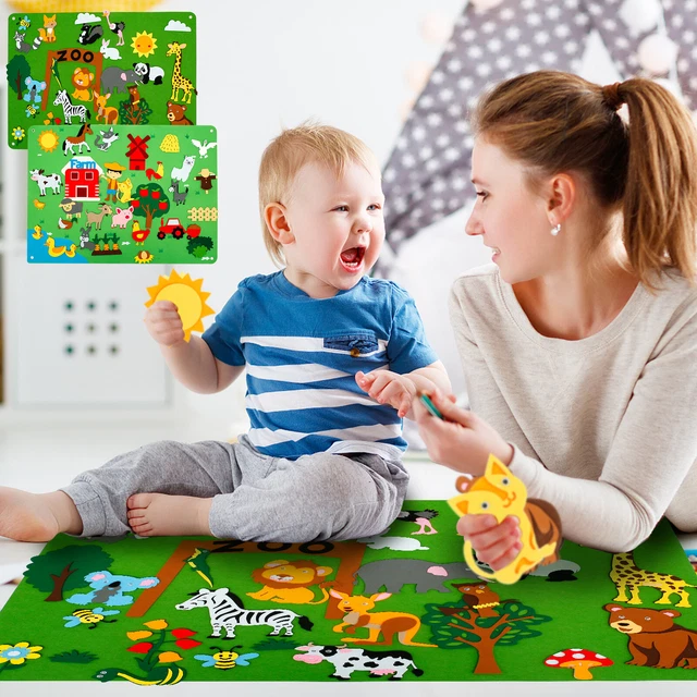 3.5Ft Children's Teaching Felt Board Farm Animals Felt-Board Story Set snFAx