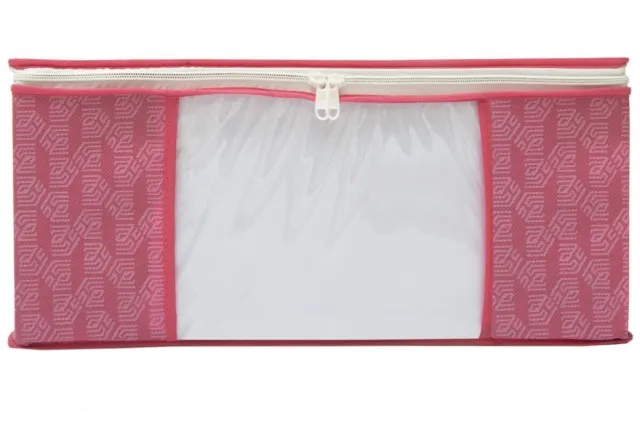 Nicht Gewebt Pink Bedruckt Saree Abdeckung Transparent Fenster Set Mit 3