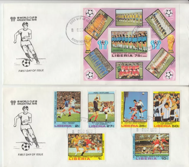 Liberia # 820-25 C222 FDC's 1978 World Cup Football Soccer Sports