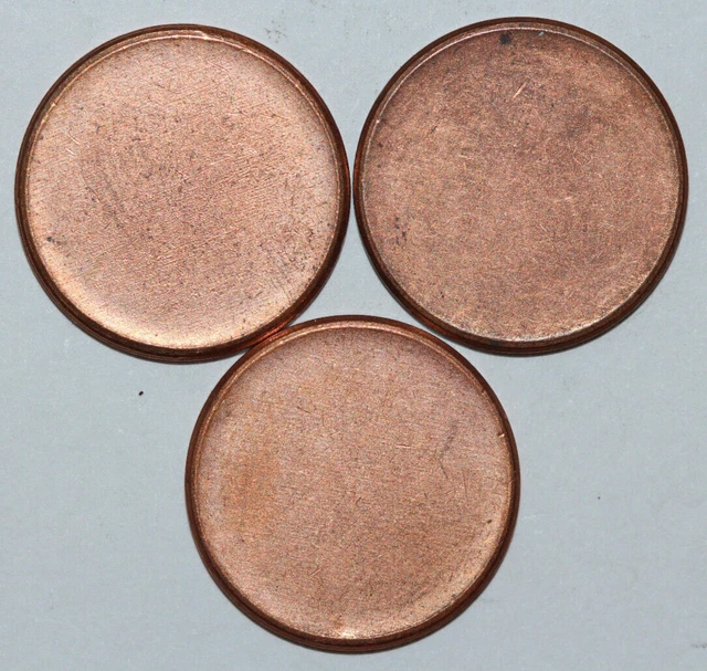 3 Zinc Cent Planchet Blanks