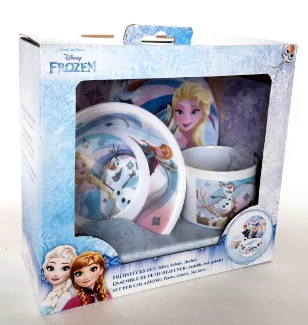 Disney Frozen Frühstücksset 3 Teilig Teller Schale und Becher Kindergeschirr