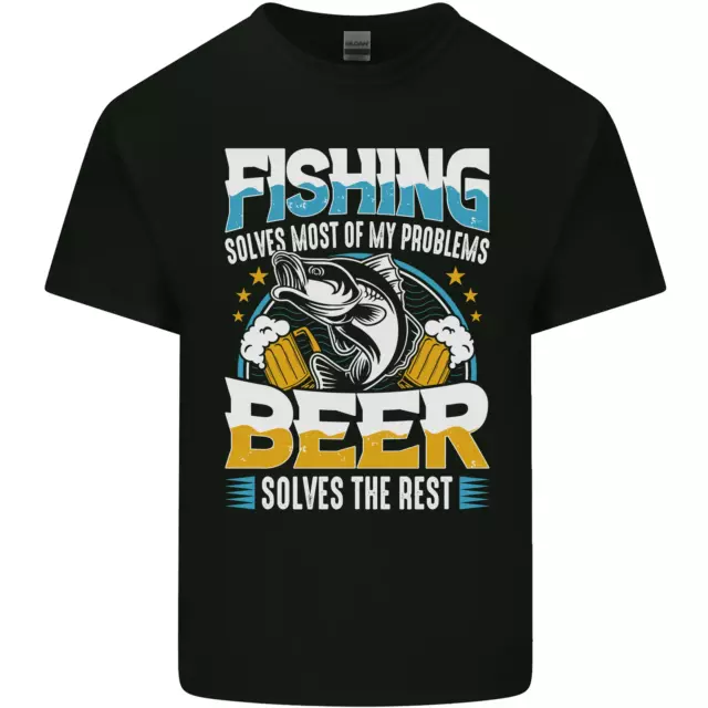 Fishing & Beer Funny Fisherman Alcohol Mens Cotton T-Shirt Tee Top