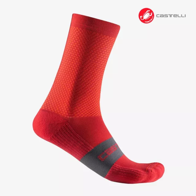 Castelli ESPRESSO 15 Summer Cycling Socks : RICH RED ~ One Pair
