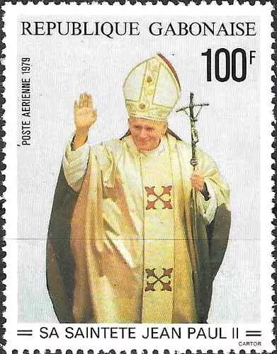 Timbre Religion Pape Jean Paul II Gabon PA217 ** (67561DJ)