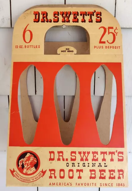 Vintage DR. SWETT'S Root Beer CARDBOARD CARRIER - 6 Pack Bottle Advertisement