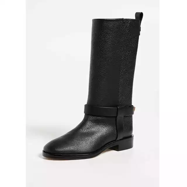 Stuart Weitzman Casey Suede Mid-Calf Riding Boots Black 8.5 $698