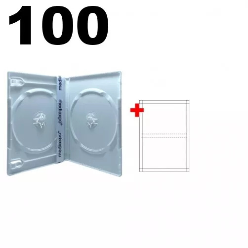 100 PREMIUM STANDARD Solid White Color Double DVD Cases & 100 Matte Inserts