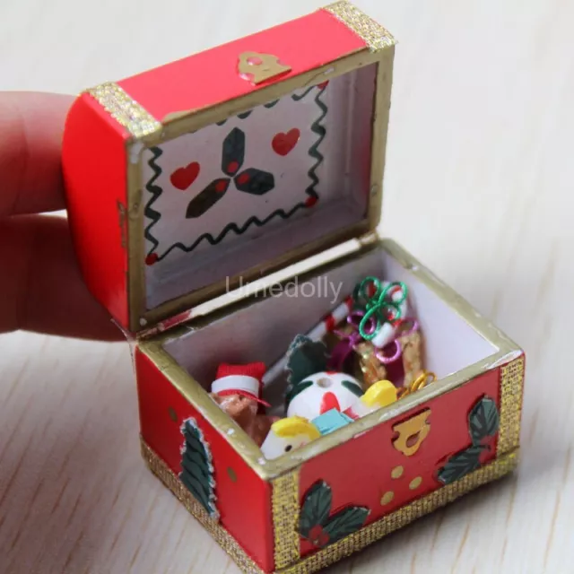 Dollhouse 1:12 Scale Gifts Storage Case Christmas Toys Boxes Wooden Miniature