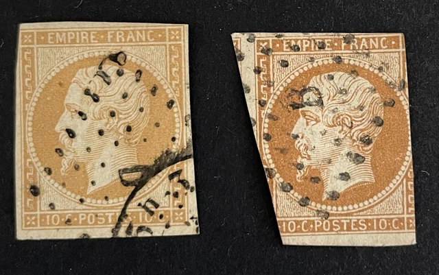 FRANCE 1853 TIMBRES Oblitérés YT 13a/13b Effigie non laurée de