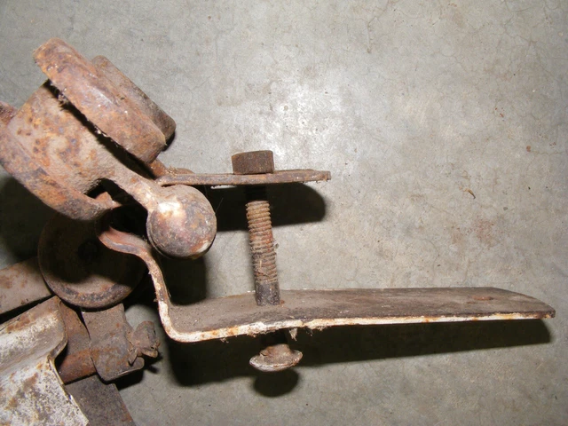 Lot Of 2 Vintage Antique Iron Barn Door Track Roller Hangers #1585 3