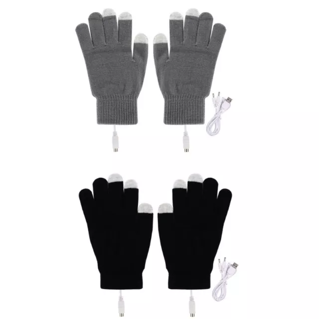 1 Pair USB Heated Gloves for Men Women Knitting Heating Mittens Hands Warmer