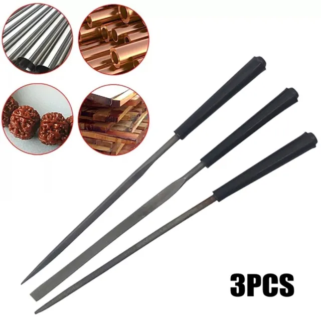 Industrial Grade Steel File Set 3pcs Flat Triangle Round Files for Metalworking