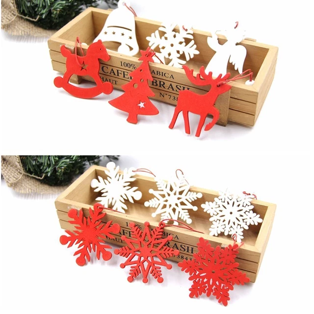 elch weihnachten hängen schneeflocke Verzierungen aus Holz weihnachtsbaum.