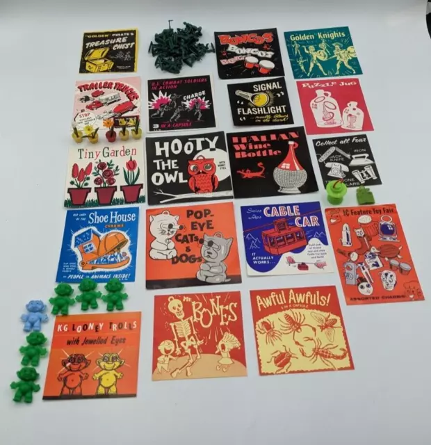 18 Vintage Gumball Machine Prize Header Card Advertising Labels Toys Novelty