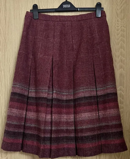 Vintage EDINBURGH WOOLEN MILL 100% Wool Pleated Tartan Check Skirt lined Uk 16