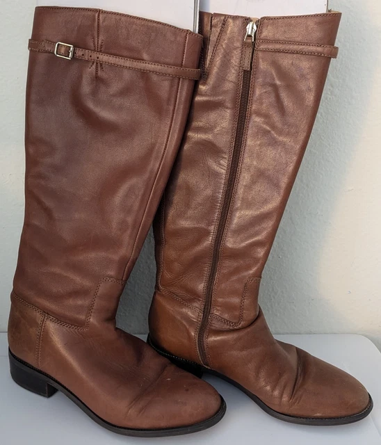 FRANCO SARTO BOOTS Womens 5.5 M Lizbeth Tall Riding Black Leather Block Zip 44.99 PicClick