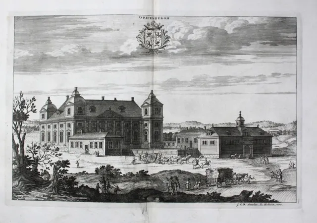 1710 - Gripenberg Slott Tranas Smaland Sweden Copperplate Dahlberg