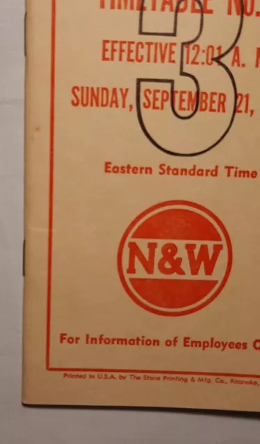 1969 Norfolk & Western Railroad RR Employee Timetable No. 3 Scioto Division VTG 2