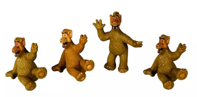 ALF RUBBER 2" FIGURES LOT OF 4 1988 RUSS TV Show Brown Alien Cake Topper Sitting