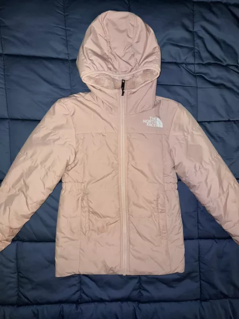 The North Face Girls XS Mossbud Parka Sherpa Reversible Hooded Jacket Pink Moss