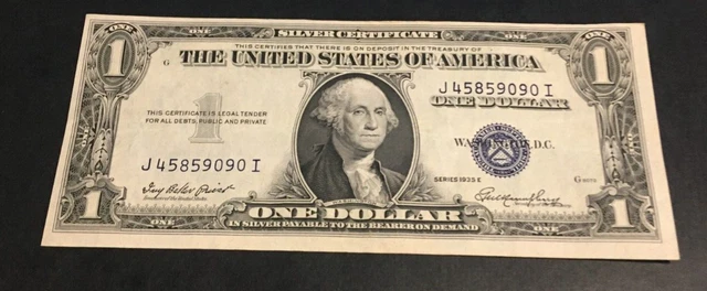 1935 E $1 SILVER CERTIFICATE MISALIGNED OVERPRINT one Dollar Bill