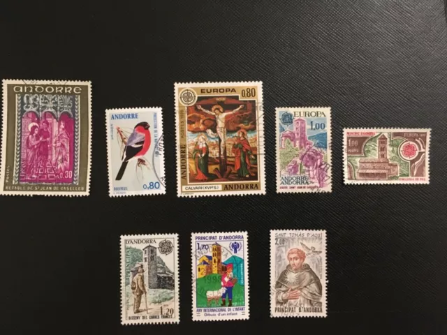 BG64-Timbres d’Andorre Français - Lot de 8 timbres oblitérés