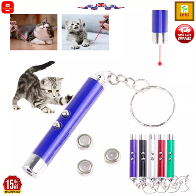 RED CAT LASER LIGHT + LED Light Torch - 2 in 1 - Lazer Cat Dog Toy Keyring NEW