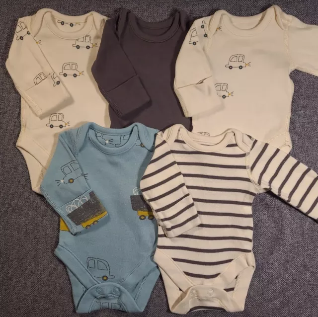 Pacchetto gilet neonato M&S 7 libbre set body abbinato trasporto auto (451)