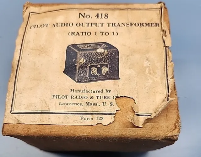 Rare Pilot No. 418 Audio Output Transformer  NOS in original box 1 to 1 ratio
