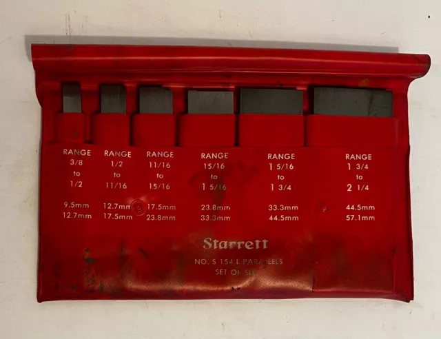 Starrett S154L Adjustable Parallel Set of 6,  3/8" to 2-1/4" Range