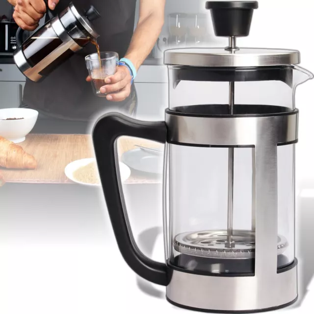 Alpina® Kaffeebereiter Kaffeepresse Kaffee Kanne 1L French Press Glas Edelstahl