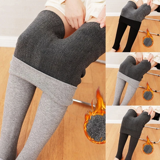 Pantaloni Leggings Donna Elastica Bianco e Nero Vita Alta con Pile Foderato