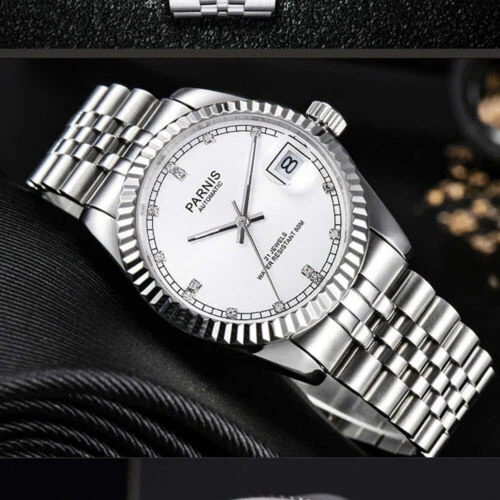 PARNIS 36MM SILVER dial miyota luminous marks automatic womens