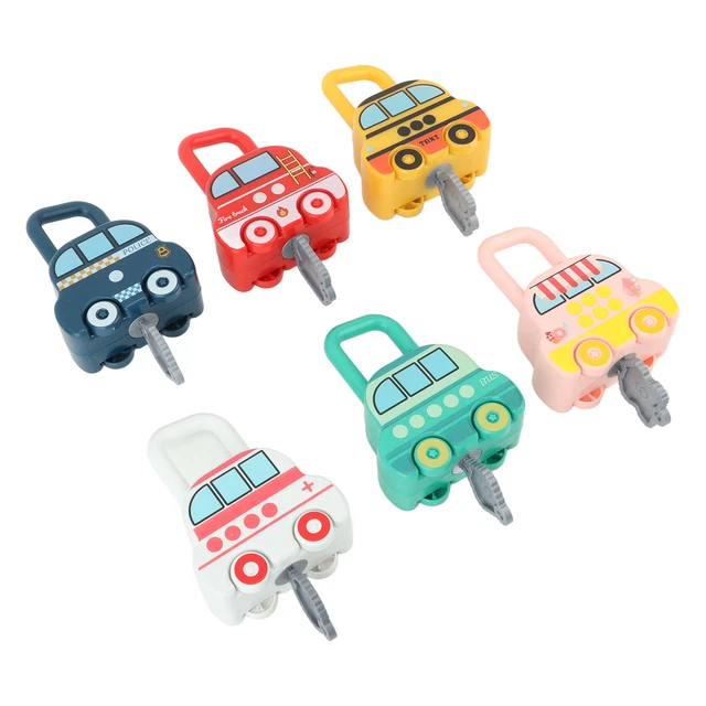 Goujfol Voiture Jouet Enfant avec Clé de Verrouillage, Jeux Montessori Educatif, Parcours Motricité BéBé Jouet Sensoriel, Jeu de Correspondance Cadeau pour GarçOns Fille 2 3 4 Ans