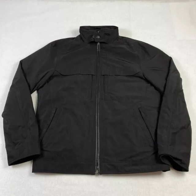 BOSS Hugo Boss Rain Jacket Mens 42 Black Full Zip Quilted Lining Long Sleeve