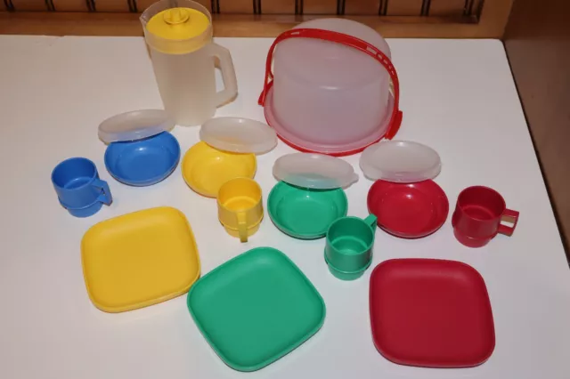 Vintage Tupperware Mini Serve It Dishes Kids Play Set Toys Bowls Plates Cups