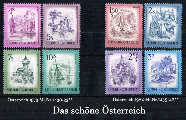 Österreich 1973+84 2 kompletter Sätze "Schönes Österreich" siehe Bild(E233)
