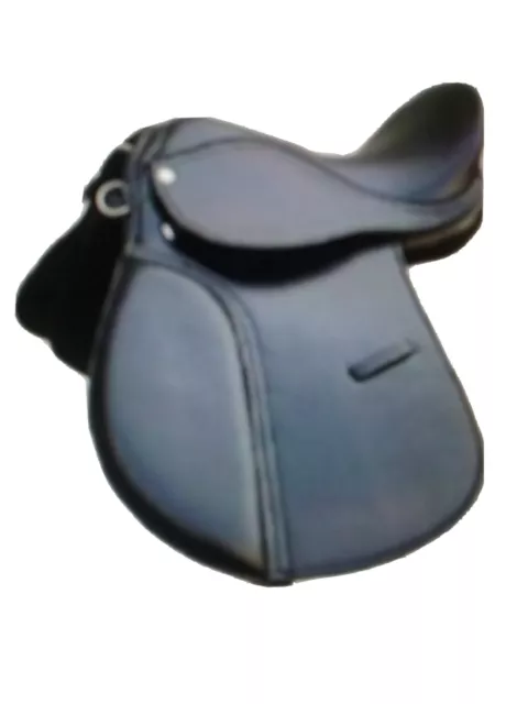 General Purpose Synthetic Halflinger Horse Saddle, Wide Fit (Black) Size 18"