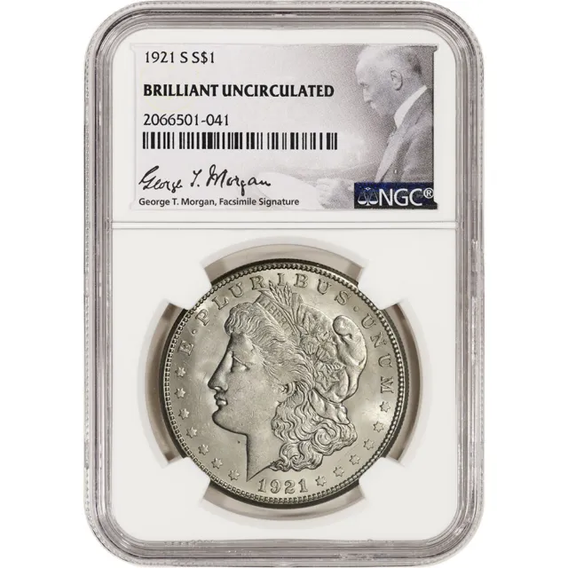 1921-S US Morgan Silver Dollar $1 - NGC Brilliant Uncirculated