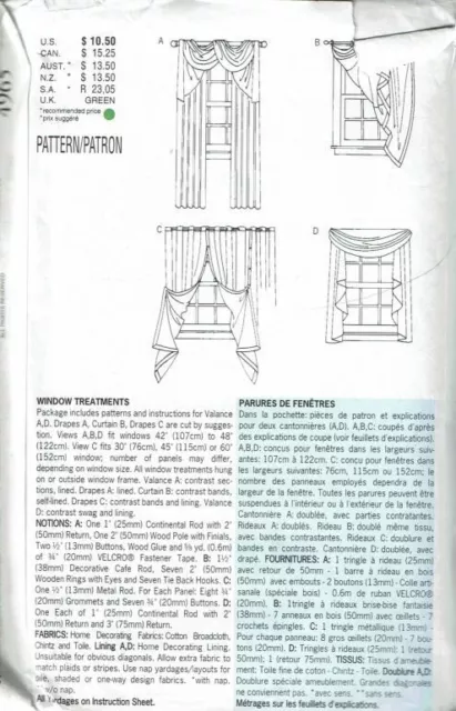 Butterick Sewing Pattern 4965 WAVERLY Window Treatments 2