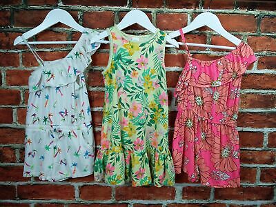 Girl Bundle Age 4-5 Next Summer Casual Floral Palm Tree Playsuits & Dress 110Cm