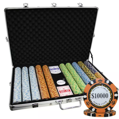1000 14G Monte Carlo  Poker Club Casino Clay Poker Chips Set 3-Tone New