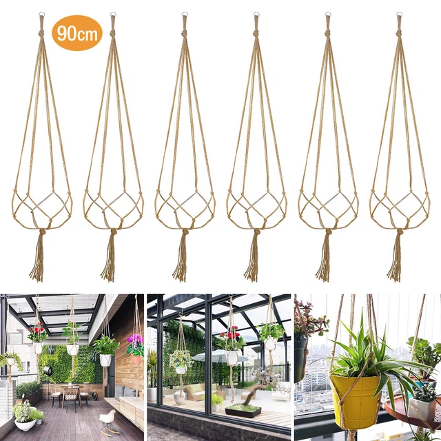 6Pack Garden Plant Hanger Macrame Hanging Planter Basket Rope Pot Holder Decor