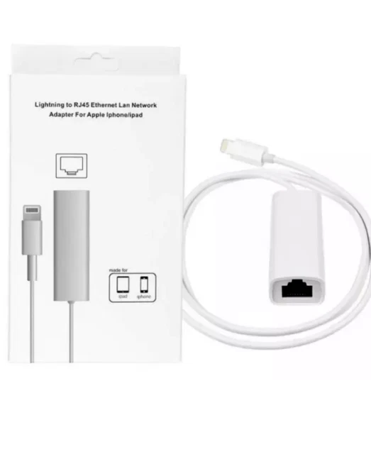 NEW APPLE IPHONE & iPad 8Pin to RJ45 LAN Wired Network Cable