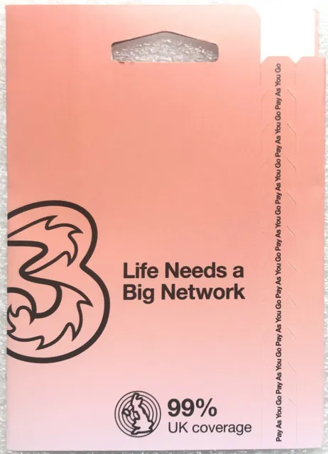 new three network pay as you go sim card -- official pack
