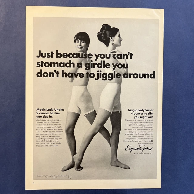 EXQUISITE FORM MAGIC Lady Undies Don’t Jiggle Vintage 1968 Full-Page