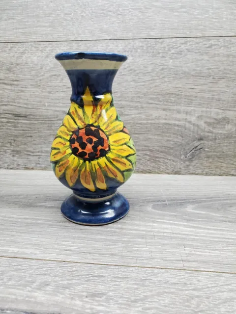 Talavera Mexican Pottery Sunflower Vase 6" Vase