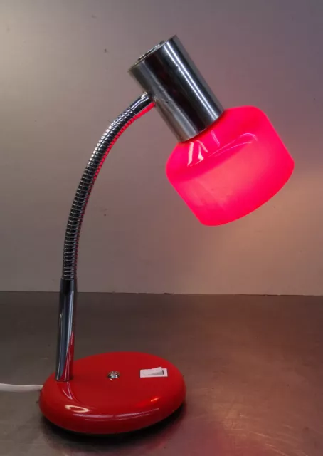 Kultige kleine Rot  Chrom Lampe Tischlampe vintage 1970er